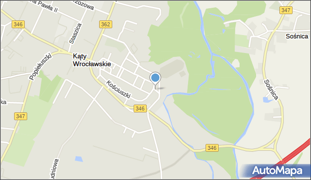Kąty Wrocławskie, Norwida Cypriana Kamila, mapa Kąty Wrocławskie