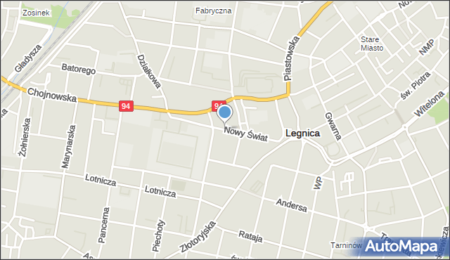 Legnica, Nowy Świat, mapa Legnicy
