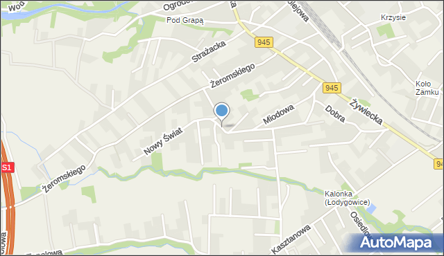 Łodygowice powiat żywiecki, Nowy Świat, mapa Łodygowice powiat żywiecki