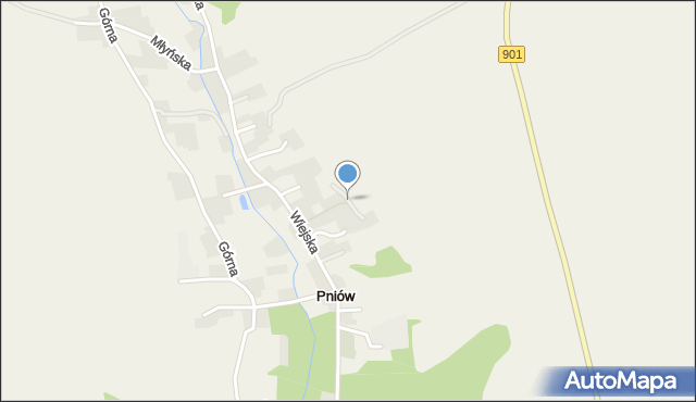 Pniów gmina Toszek, Nowa, mapa Pniów gmina Toszek
