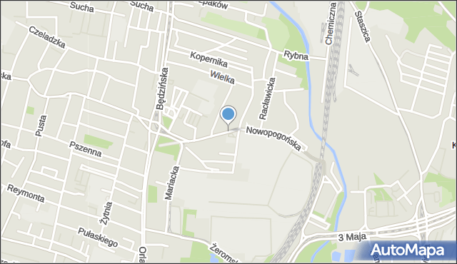 Sosnowiec, Nowopogońska, mapa Sosnowca