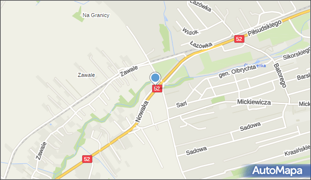 Wadowice, Nowaka Władysława, mjr. pil., mapa Wadowice