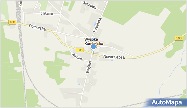 Wysoka Kamieńska, Nowa Szosa, mapa Wysoka Kamieńska