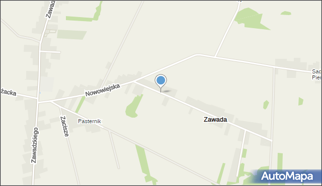 Zawada gmina Mierzęcice, Nowowiejska, mapa Zawada gmina Mierzęcice