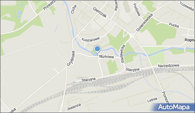 Szczecin, Nurkowa, mapa Szczecina