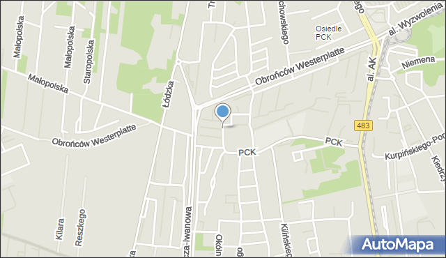 Częstochowa, Obrońców Poczty Gdańskiej, mapa Częstochowy