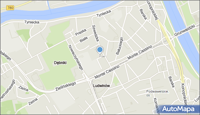 Kraków, Obrońców Poczty Gdańskiej, mapa Krakowa