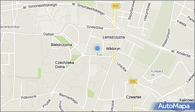 Lublin, Obywatelska, mapa Lublina