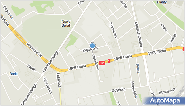 Radom, Obrońców, mapa Radomia