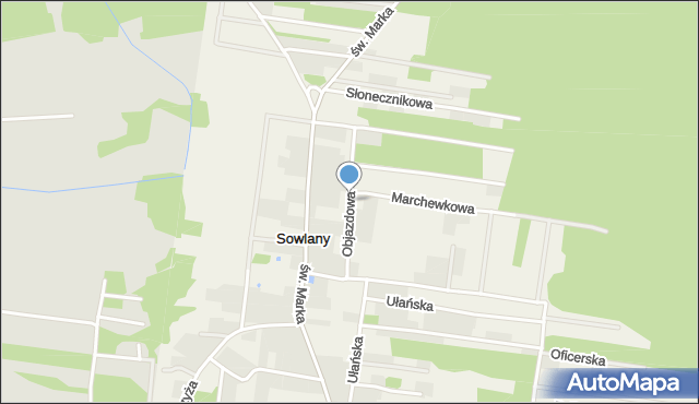 Sowlany, Objazdowa, mapa Sowlany