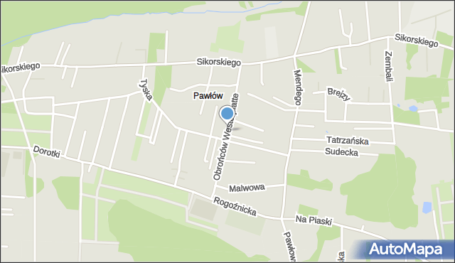Zabrze, Obrońców Westerplatte, mapa Zabrza