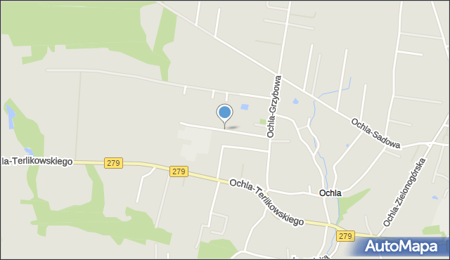 Zielona Góra, Ochla-Chabrowa, mapa Zielona Góra