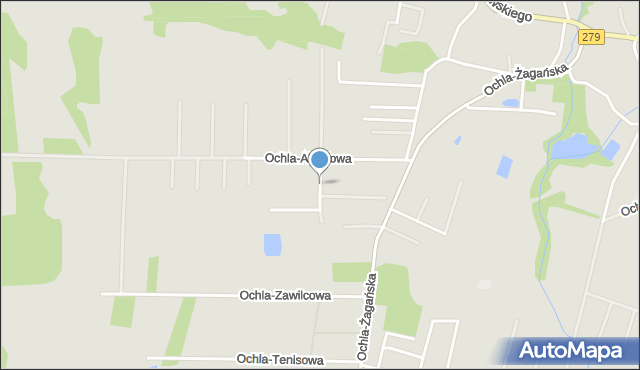 Zielona Góra, Ochla-Czeremchowa, mapa Zielona Góra