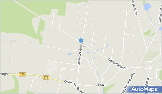 Zielona Góra, Ochla-Grzybowa, mapa Zielona Góra