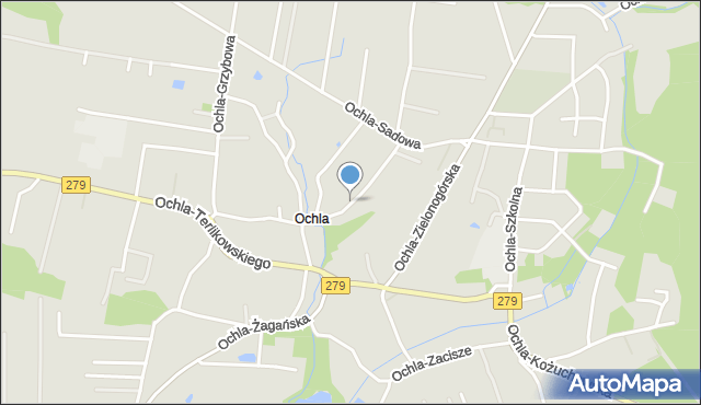 Zielona Góra, Ochla-Jadwigi Śląskiej, św., mapa Zielona Góra