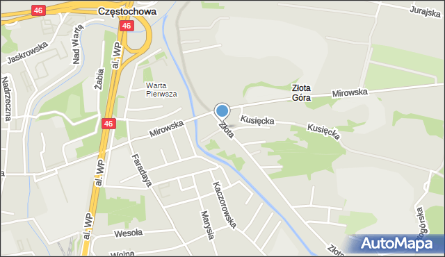 Częstochowa, Odrzańska, mapa Częstochowy