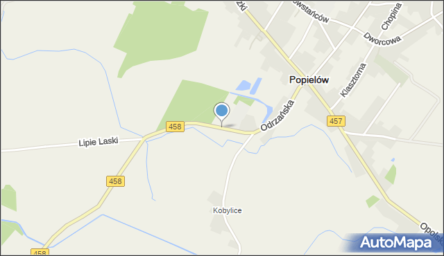 Popielów powiat opolski, Odrzańska, mapa Popielów powiat opolski