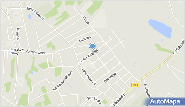 Myszków, Ofiar Katynia, mapa Myszków