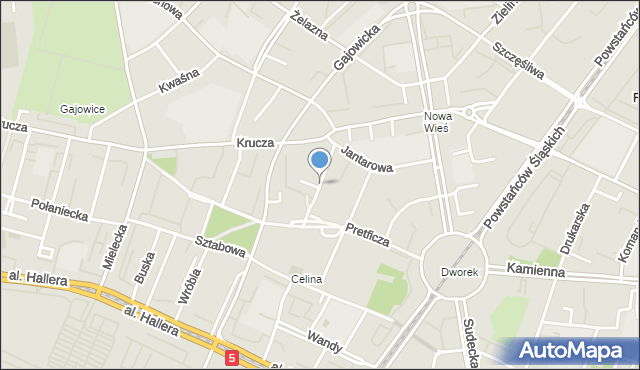 Wrocław, Oficerska, mapa Wrocławia