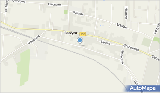 Baczyna gmina Lubiszyn, Ogrodowa, mapa Baczyna gmina Lubiszyn