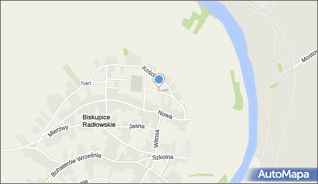 Biskupice Radłowskie, Ogrodowa, mapa Biskupice Radłowskie
