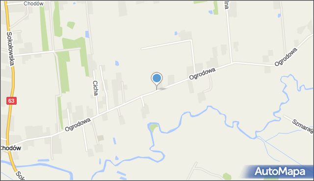 Chodów gmina Siedlce, Ogrodowa, mapa Chodów gmina Siedlce