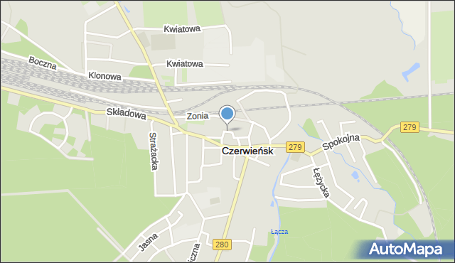 Czerwieńsk, Ogrodowa, mapa Czerwieńsk