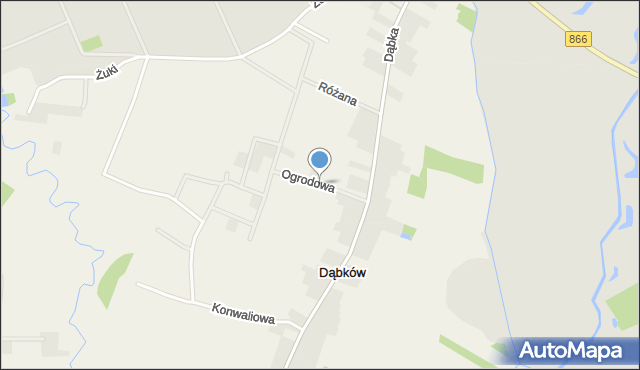 Dąbków, Ogrodowa, mapa Dąbków