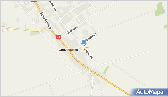 Godzikowice, Ogrodowa, mapa Godzikowice