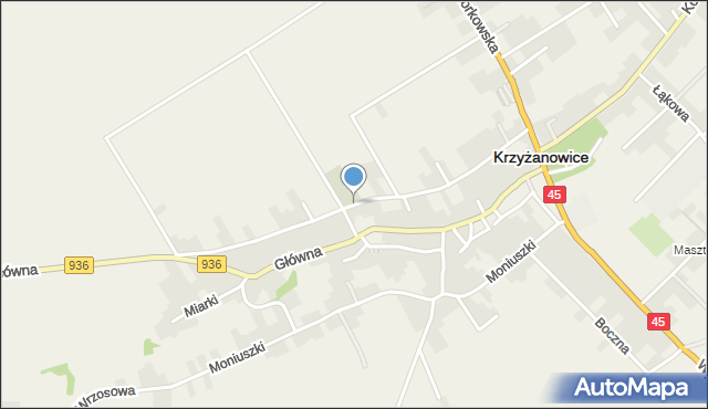 Krzyżanowice powiat raciborski, Ogrodowa, mapa Krzyżanowice powiat raciborski