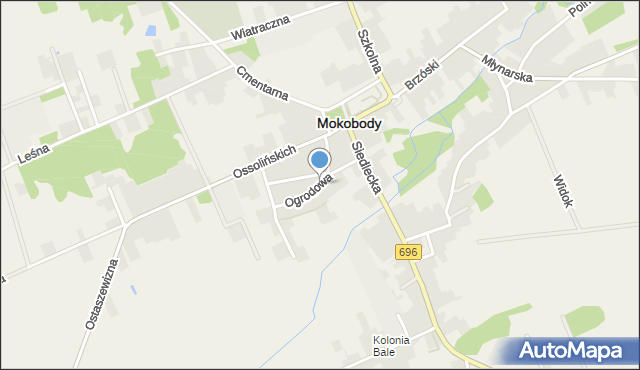 Mokobody, Ogrodowa, mapa Mokobody