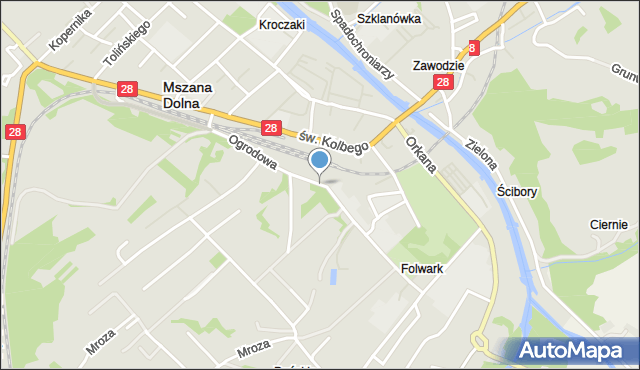 Mszana Dolna, Ogrodowa, mapa Mszana Dolna