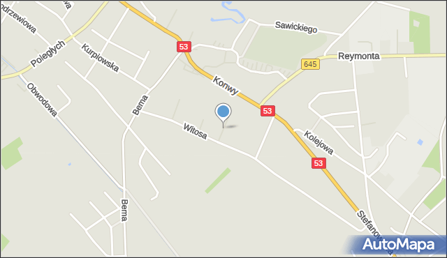 Myszyniec, Ogrodowa, mapa Myszyniec