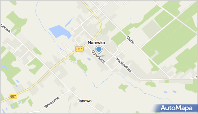 Narewka, Ogrodowa, mapa Narewka