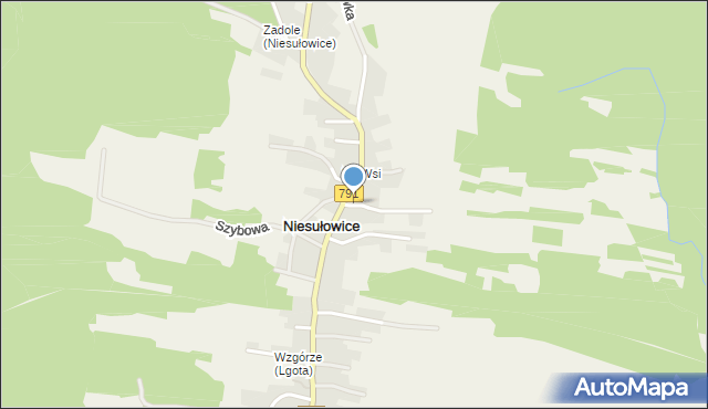 Niesułowice gmina Olkusz, Ogrodowa, mapa Niesułowice gmina Olkusz