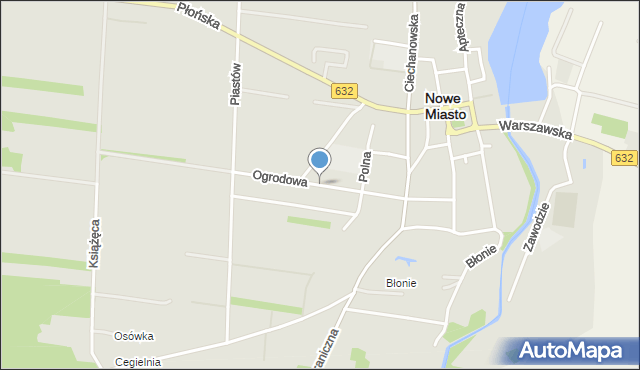 Nowe Miasto powiat płoński, Ogrodowa, mapa Nowe Miasto powiat płoński