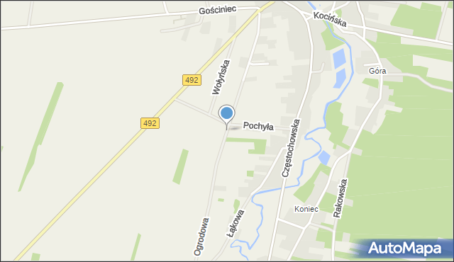 Ostrowy nad Okszą, Ogrodowa, mapa Ostrowy nad Okszą