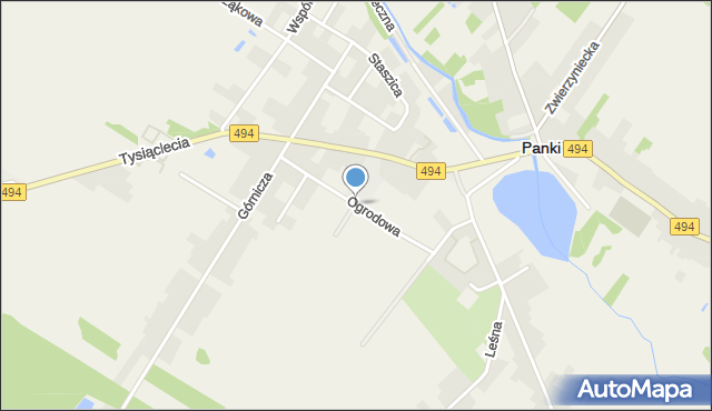 Panki, Ogrodowa, mapa Panki