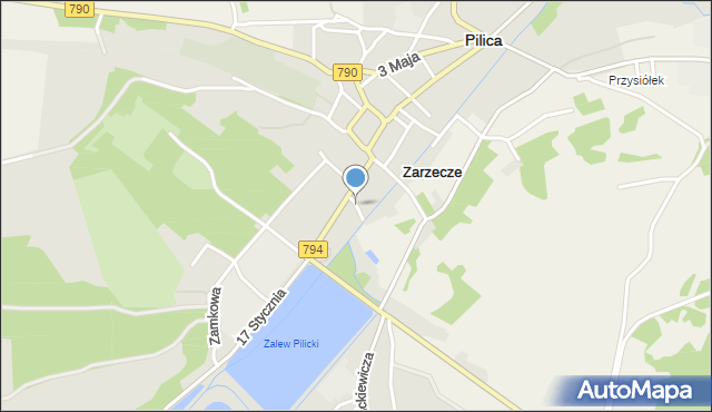 Pilica powiat zawierciański, Ogrodowa, mapa Pilica powiat zawierciański