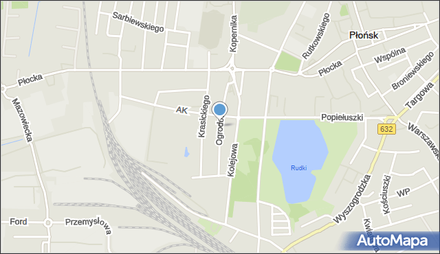 Płońsk, Ogrodowa, mapa Płońsk