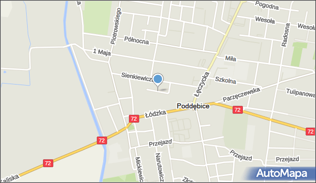 Poddębice, Ogrodowa, mapa Poddębice