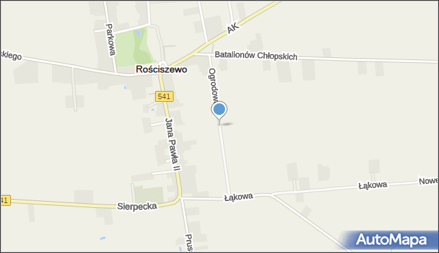 Rościszewo powiat sierpecki, Ogrodowa, mapa Rościszewo powiat sierpecki