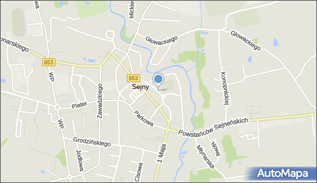 Sejny, Ogrodowa, mapa Sejny