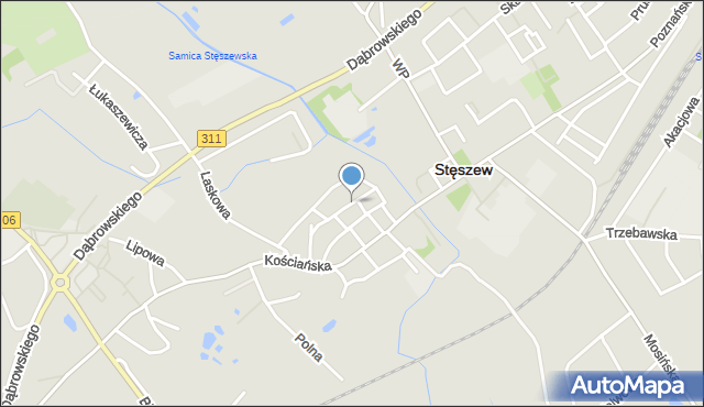 Stęszew, Ogrodowa, mapa Stęszew