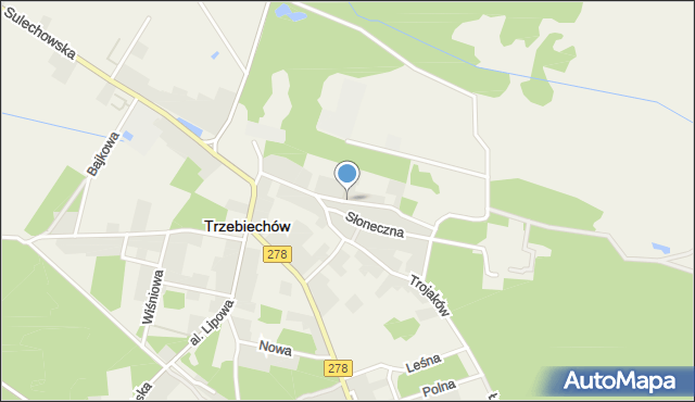 Trzebiechów powiat zielonogórski, Ogrodowa, mapa Trzebiechów powiat zielonogórski