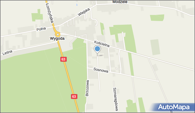 Wygoda gmina Łomża, Ogrodowa, mapa Wygoda gmina Łomża