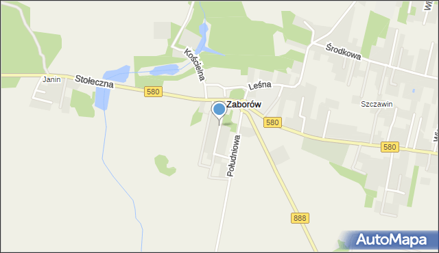 Zaborów gmina Leszno, Ogrodowa, mapa Zaborów gmina Leszno