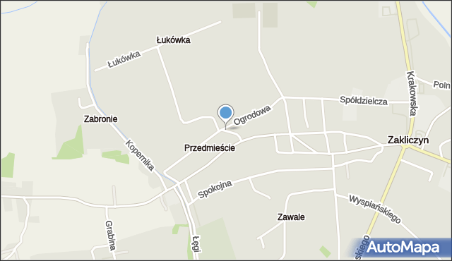 Zakliczyn powiat tarnowski, Ogrodowa, mapa Zakliczyn powiat tarnowski