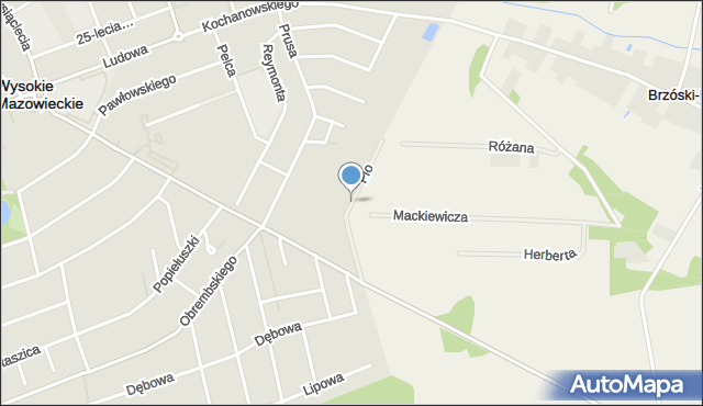 Brzóski-Falki, Ojca Pio, mapa Brzóski-Falki