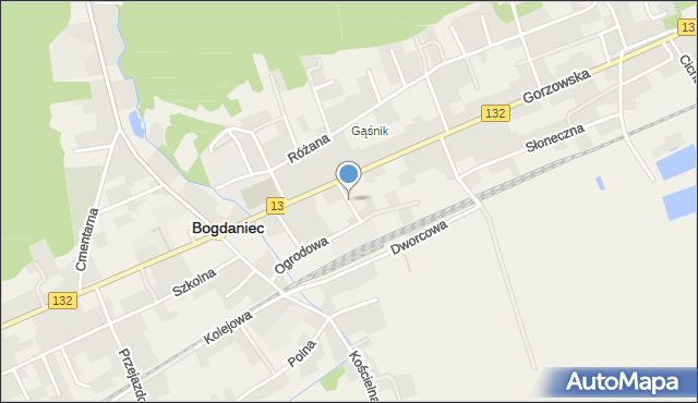 Bogdaniec powiat gorzowski, Okrężna, mapa Bogdaniec powiat gorzowski